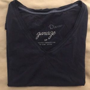 Plain navy blue v neck T- shirt from Garage